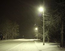 Ночной снегопад на центральной усадьбе